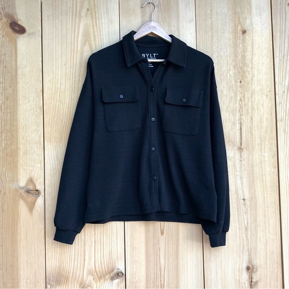 Bylt Button Up Black Long Sleeve Shirt Sz Medium - Picture 1 of 4